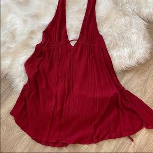 Forever 21- Floaty V neck Red dress -size M/L